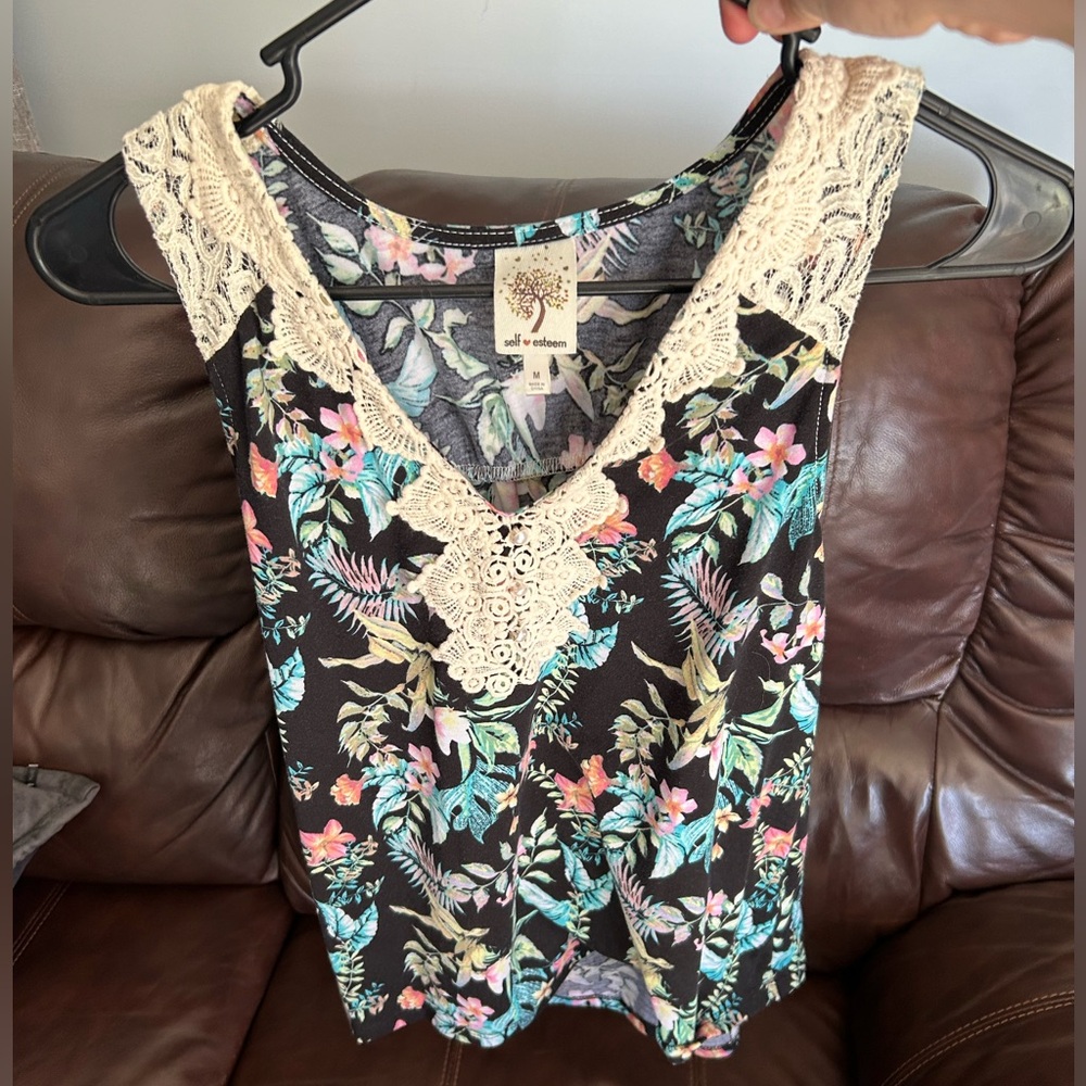 Never Worn Self Esteem Floral Tank Top